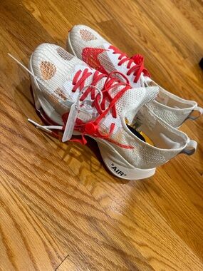 Nike Air Off-White Style White Red Athletic Sneakers NO BOX